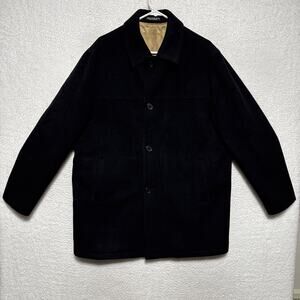 VTG ZYLOS George Machado Cashmere Blend Pea Coat Men’s Size Large/Reg. Black